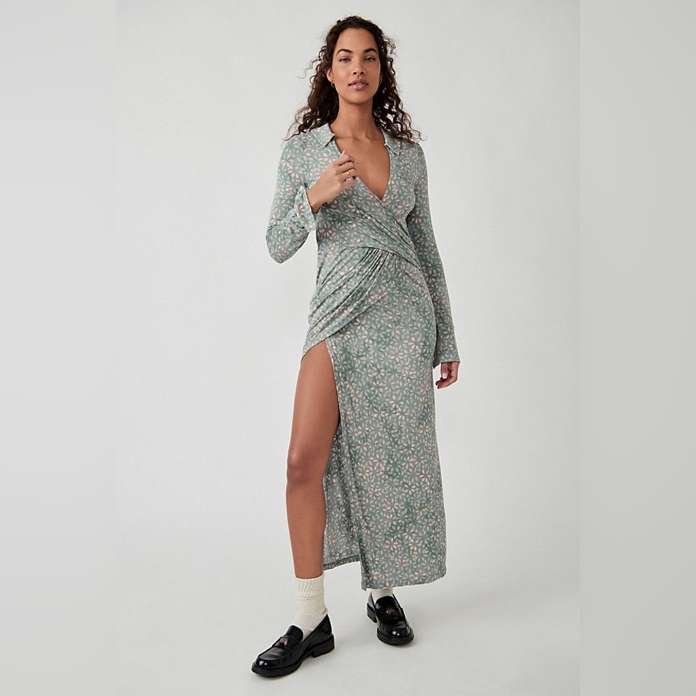 FREE PEOPLE SHAYLA WRAP MIDI DRESS